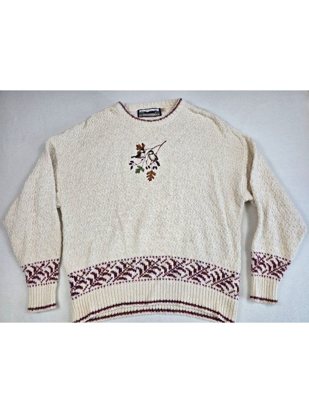 Vintage Shenandoah XL Womens Knit Sweater Fall Birds Embroidered 100% Cotton